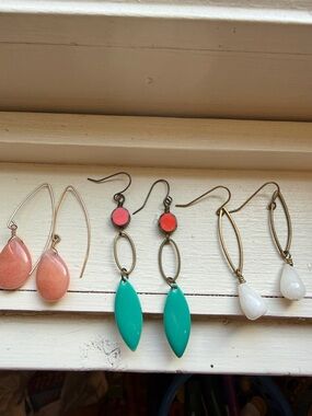 Bundle Handcrafted Earrings- Coral, Turquoise & White